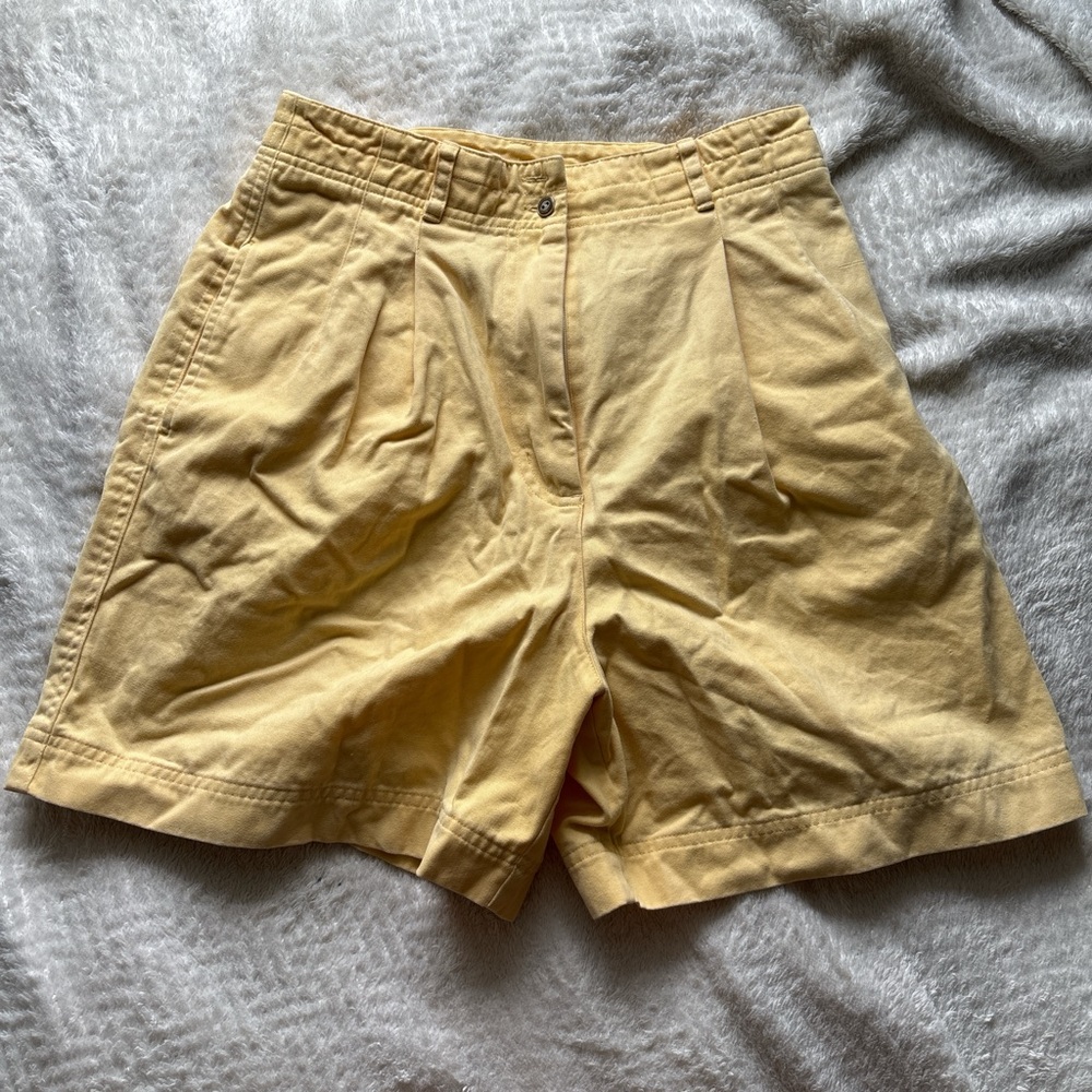 Yellow Pleated Shorts